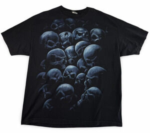 Vintage ODM Premium Goods Skull Graphic T-Shirt Black Gothic Horror Men's 2XL